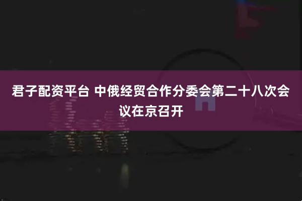 君子配资平台 中俄经贸合作分委会第二十八次会议在京召开